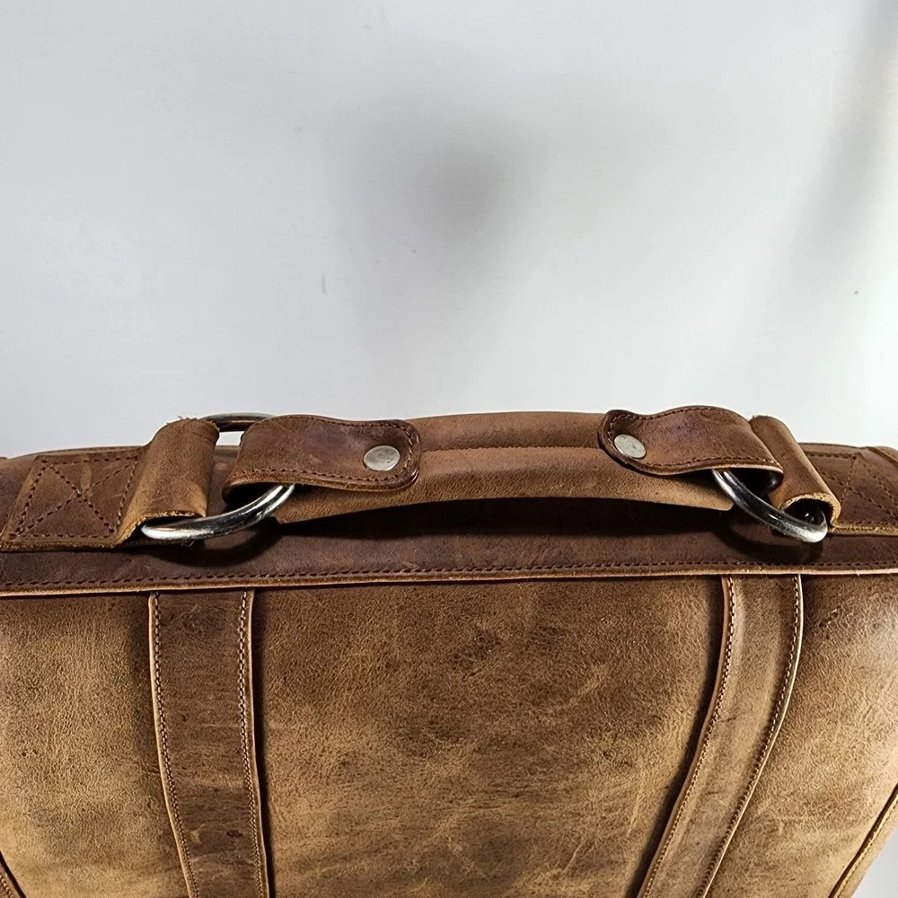 Diaz Heavy Leather Backpack Shoulder Bag Mens Womens‎ Brown Adjustable VTG